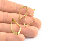 Open Triangle Charm - 12 Raw Brass Triangle Thick Cut Connectors (30x15x2.5mm) BS 2330