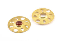 Moon Phases Pendant, 2 Raw Brass Circle Pendants With Pad Size 11mm, Earring Findings (34x1.2mm) BS 1899