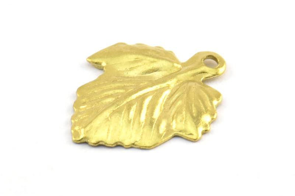 Brass Leaf Charm, 100 Raw Brass Leaf Charms, Pendant, Findings (19x16mm) Brs 514 A0529