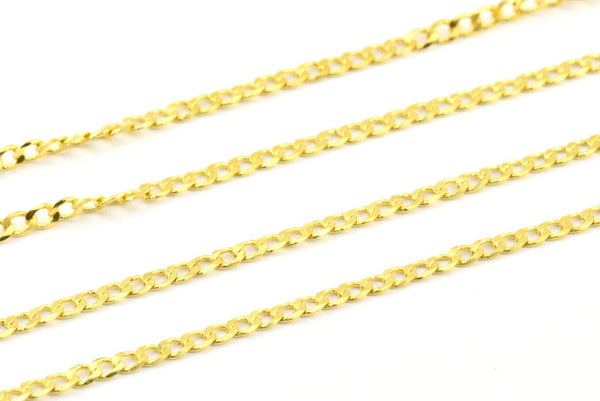 Gold Tone Chain, 5 M (3.6x2.35mm) Gold Tone Brass Soldered Curb Chain - Y010  ( Z024 )