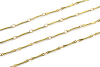 Link Chain, 2 M Raw Brass Soldered Bar Link Chain (12x1mm) W-56 Z121