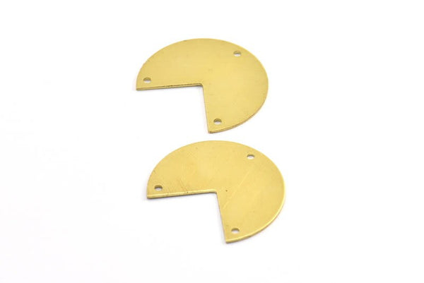 Round Personalized Blank, 10 Raw Brass Stamping Blank Pendants with 3 Holes (30x25x0.80mm) B0130