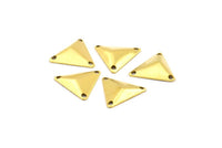 Tiny Brass Pyramid, 150 Raw Brass Triangle Cambered Pyramids With 3 Holes, Finding (14mm) A0018