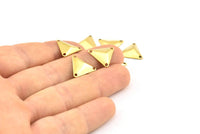 Tiny Brass Pyramid, 150 Raw Brass Triangle Cambered Pyramids With 3 Holes, Finding (14mm) A0018