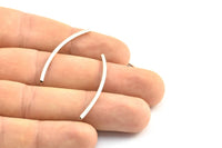 Silver Tube Beads, 12 Silver Tone Tube Beads (2x40mm) Bs 1405 H0414