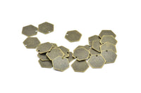 Honeycomb Pendant, 25 Antique Brass Plated Hexagon Stamping Blank Tag, Charms (12mm) Brs 4090d A0157