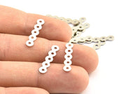 Silver Brass Charm, 25 Silver Tone Connector With 5 Holes, Charms, Findings (22x4.5mm) Brs 39 A0285 H0430