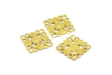 Square Filigree Charm, 20 Raw Brass Square Filigree Charms, Pendant, Findings (15mm) Brs 414 A0273