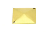 Brass Pyramid Connector, 30 Raw Brass Pyramid Stamping Connectors With 2 Holes (20x20mm) A0095