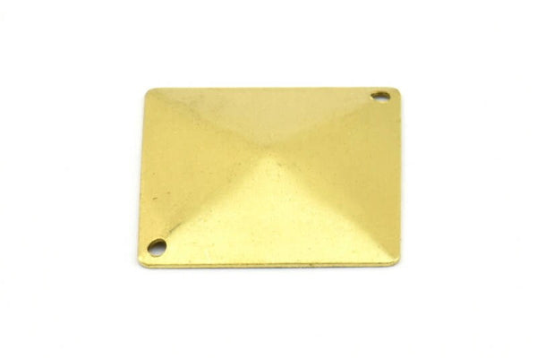 Brass Pyramid Connector, 30 Raw Brass Pyramid Stamping Connectors With 2 Holes (20x20mm) A0095