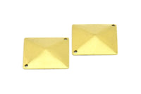 Brass Pyramid Connector, 30 Raw Brass Pyramid Stamping Connectors With 2 Holes (20x20mm) A0095