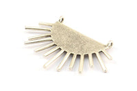 Moon and Sun, 2 Antique Silver Plated Brass Crescent Moon and Semi Sun Ethnic Pendants With 2 Loops, Findings, Charms (39x23x1mm) U143 H0399