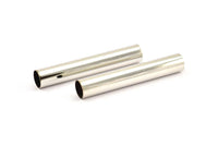 Silver Tube Beads, 3 Silver Tone Tube Beads (10x60mm) Bs 1560 BRC272