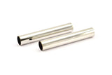 Silver Tube Beads, 3 Silver Tone Tube Beads (10x60mm) Bs 1560 BRC272