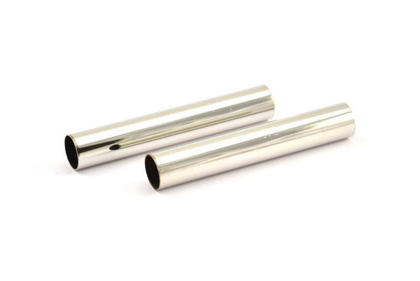 Silver Tube Beads, 3 Silver Tone Tube Beads (10x60mm) Bs 1560 BRC272