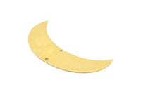 Moon Crescent Charm, 4 Raw Brass Moons with 2 Holes (57x15x0.80mm) BS 1992