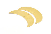 Moon Crescent Charm, 4 Raw Brass Moons with 2 Holes (57x15x0.80mm) BS 1992