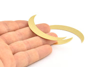 Moon Crescent Pendant, 4 Raw Brass Crescent Pendants, Findings (57x9x0.80mm) BS 1999