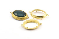 Brass Oval Setting, 4 Raw Brass Oval Settings With 2 Loops and 1 Pad Setting (29x19x4mm) BS 2036