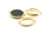 Brass Oval Setting, 4 Raw Brass Oval Settings With 2 Loops and 1 Pad Setting (29x19x4mm) BS 2036