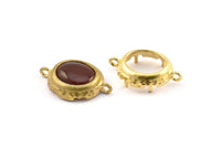 Brass Oval Setting, 6 Raw Brass Oval Setting With 2 Loops and 1 Pad Setting (21x14x4.5mm) BS 2037