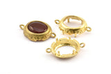 Brass Oval Setting, 6 Raw Brass Oval Setting With 2 Loops and 1 Pad Setting (21x14x4.5mm) BS 2037