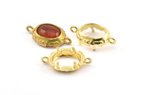 Brass Oval Setting, 8 Raw Brass Oval Setting With 2 Loops and 1 Pad Setting (20x12x3mm) BS 2040