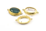 Brass Oval Setting, 4 Raw Brass Oval Settings With 2 Loops and 1 Pad Setting (27x17x3.8mm) BS 2034