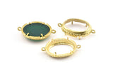 Brass Oval Setting, 4 Raw Brass Oval Settings With 2 Loops and 1 Pad Setting (27x17x3.8mm) BS 2034