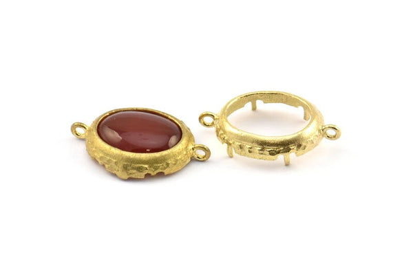 Brass Oval Setting, 6 Raw Brass Oval Settings With 2 Loops and 1 Pad Setting (25x15.5x3mm) BS 2039