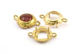 Brass Round Setting, 10 Raw Brass Round Settings With 2 Loops and 1 Pad Setting (17x11x3mm) BS 2038