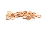 Zircon Rondelle Bead, 3 CZ Zircon Rose Gold Plated Brass Rondelle Beads (10x3mm) BS 1728 Q0361
