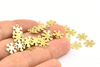 Pirinç Kar Tanesi Tılsımı, 1 Delikli 100 Ham Pirinç Kar Tanesi Tılsımı (9,5x0,4 mm) A0918