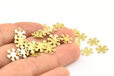 Pirinç Kar Tanesi Tılsımı, 1 Delikli 100 Ham Pirinç Kar Tanesi Tılsımı (9,5x0,4 mm) A0918