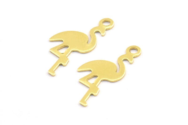 Brass Flamingo Charm, 100 Raw Brass Flamingo Charms With 1 Loop (16.5x7.5x0.4mm) A0887