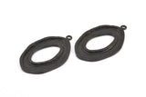Black Ellipse Pendant, 2 Oxidized Brass Black Hammered Ellipse Pendant with 1 Loop, Earring (39x25x1.7mm) U139 S310
