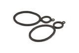 Black Ring Pendant, 2 Oxidized Brass Black Oval Ring Pendant With 1 Loop, Earrings, Charms, Findings (48x25x1.6mm) U137 S301