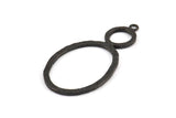 Black Ring Pendant, 2 Oxidized Brass Black Oval Ring Pendant With 1 Loop, Earrings, Charms, Findings (48x25x1.6mm) U137 S301
