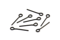 Black Eye Pin, 50 Oxidized Brass Black Eye Pins, Findings (20x1mm) BS 2277 S302