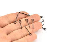 Black Eye Pin, 50 Oxidized Brass Black Eye Pins, Findings (20x1mm) BS 2277 S302