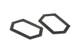 Black Hexagon Connector, 3 Oxidized Brass Black Hexagon Connectors with 2 Holes (54x32x0.80mm) D0395 S298
