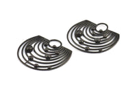 Black Solar System, 1 Oxidized Brass Black Solar System Pendant With 1 Loop, Necklace, Earring (43x46x1.5mm) U145 S296