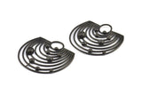 Black Solar System, 1 Oxidized Brass Black Solar System Pendant With 1 Loop, Necklace, Earring (43x46x1.5mm) U145 S296