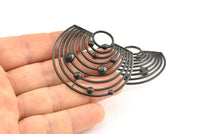 Black Solar System, 1 Oxidized Brass Black Solar System Pendant With 1 Loop, Necklace, Earring (43x46x1.5mm) U145 S296