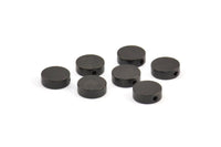Black Spacer Beads, 12 Oxidized Brass Black Spacer Connectors, Round Beads (8x3.6mm) D0210 S304