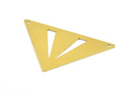 Triangle Necklace Finding, 10 Raw Brass Triangle Pendants with 2 Holes (45x35x35mm) Brs 3091v A0079
