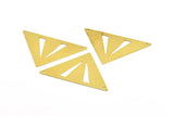 Triangle Necklace Finding, 10 Raw Brass Triangle Pendants with 2 Holes (45x35x35mm) Brs 3091v A0079