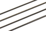 Black Faceted Chain, 20 Meters - 66 Feet (2x2.5mm) Black Antique Brass Sparkle Bright Faceted Soldered Curb Chain - Z061