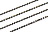 Tiny Black Chain, 40 Meters - 132 Feet (2x2.5mm) Black Antique Brass Sparkle Bright Faceted Soldered Curb Chain - Z061