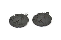 Black Coin Pendant, 2 Oxidized Brass Black Coin Pendants With 1 Loop, Earring Findings, Charms (26x2.4mm) U021 S445